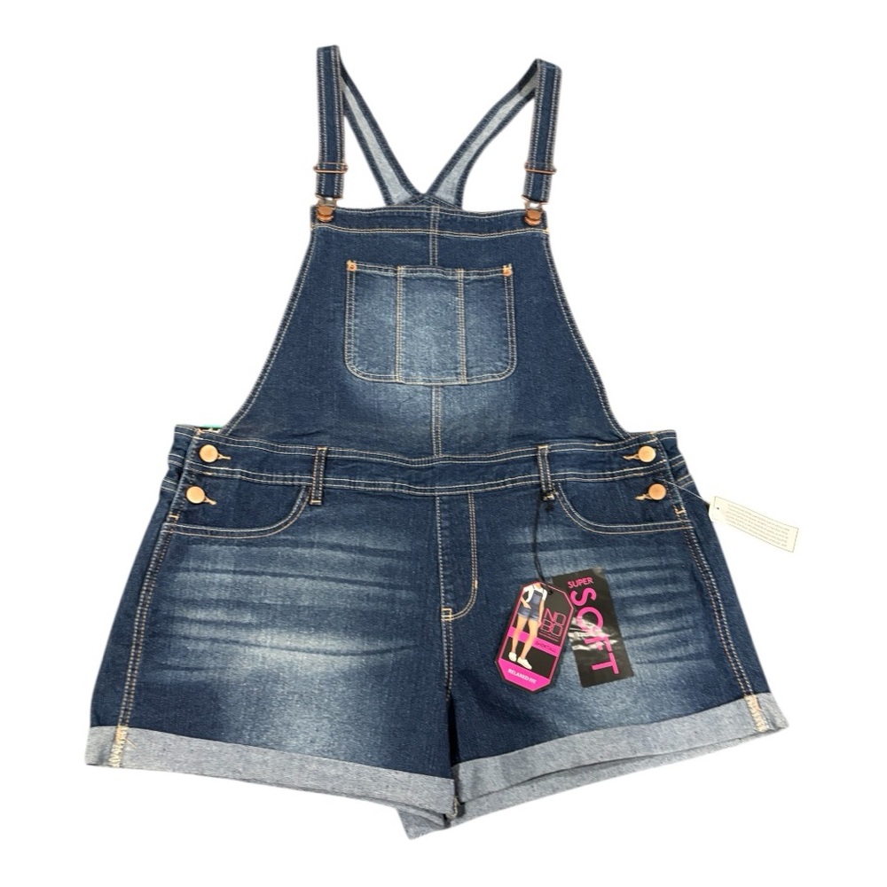 No Boundaries Blue Soft Denim Shortalls XL